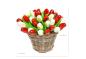 Preview: 50 wooden tulips each 34 cm high in a wicker basket, hand-painted, wooden flowers, wooden decoration, wooden art tulips, Made in Holland